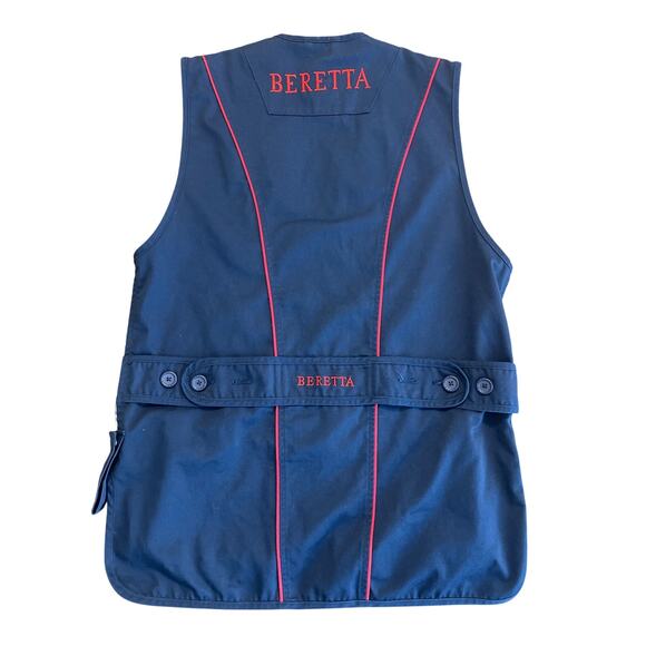Beretta Full Zip Mesh Shooting Vest Men Medium Navy With Red Trim - Picture 7 of 9